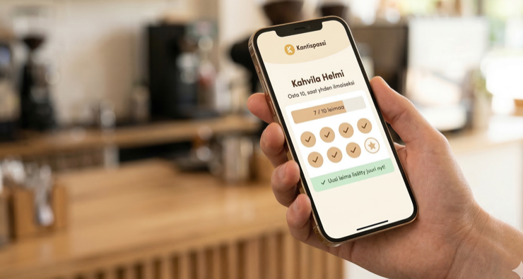 Kantispassi digitaalinen leimapassi iPhonen näytöllä – QR-koodileimaus ilman sovellusta